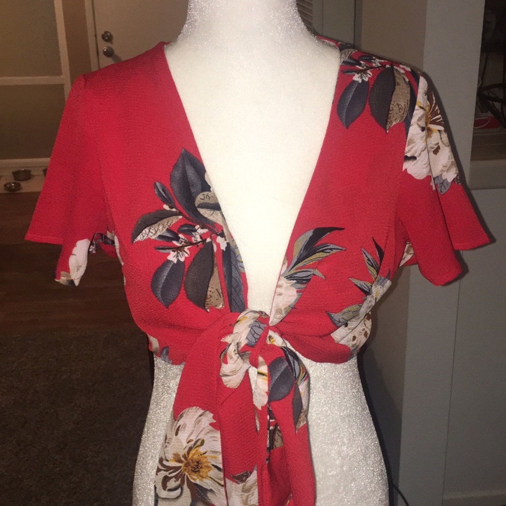 ❤️red tropical vibes top